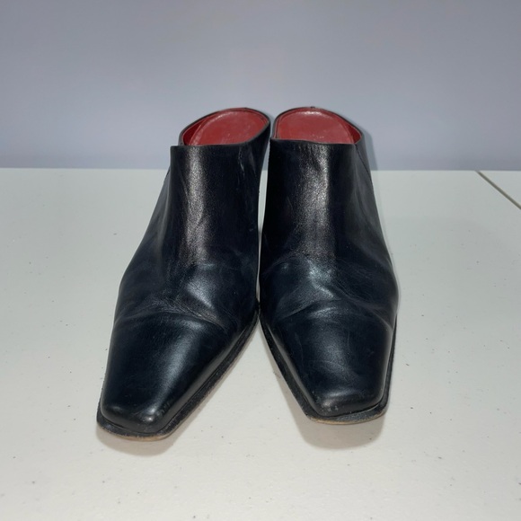 Anne Klein Black Leather Mule Heel Size 8.5 - Picture 3 of 7